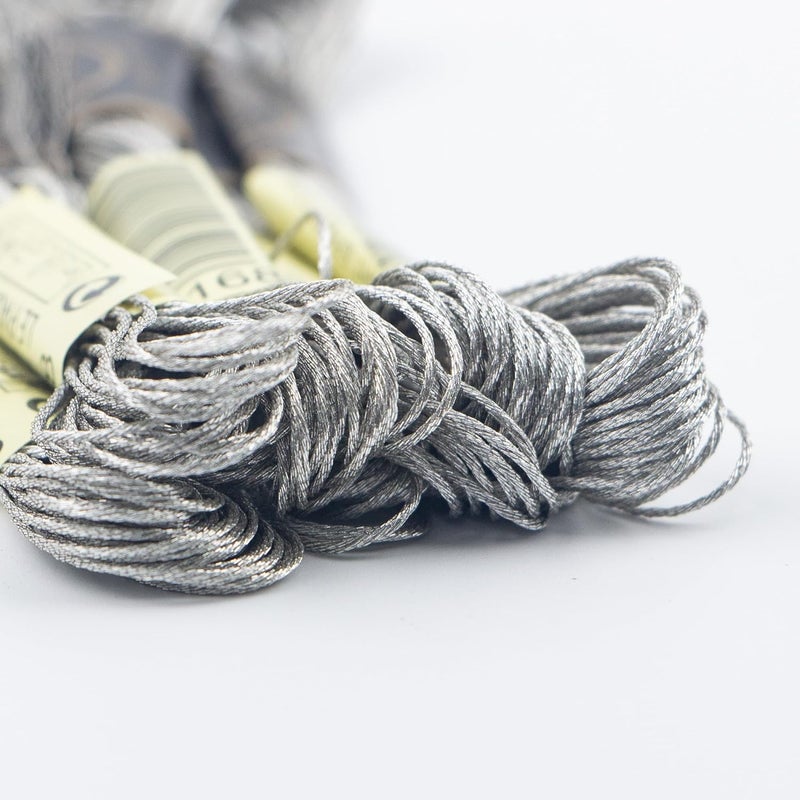 krastmon 6 Skeins Embroidery Thread, Metallic Silver Embroidery Floss Friendship Bracelet String, Polyester Cross-Stitch Threads Friendship Bracelet String for Hand Embroidery, String Art - Image 3